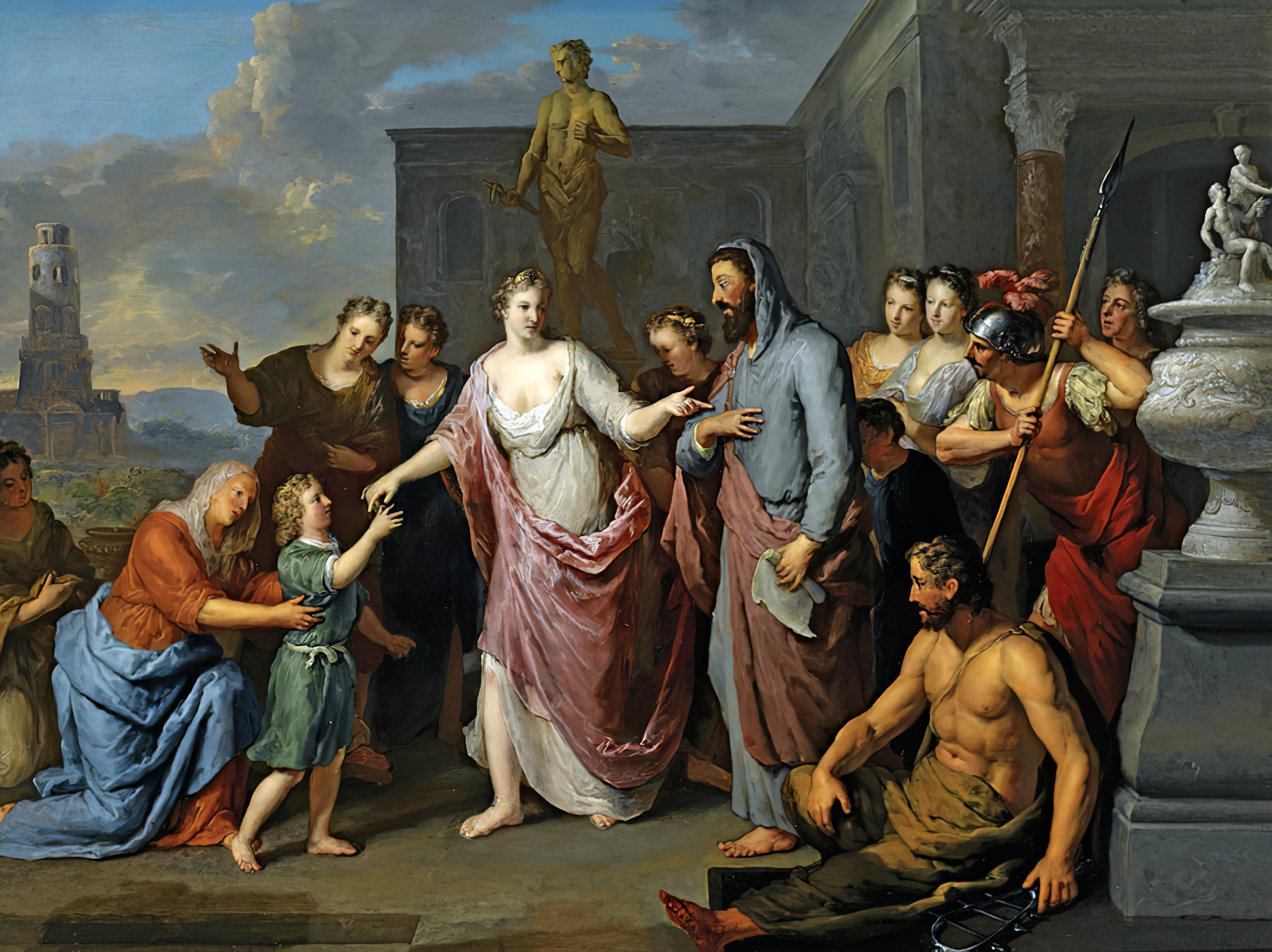 Olympias presenting the young Alexander the Great to Aristotle by Gerard Hoet