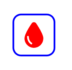 A screenshot of the water icon in the web browser. The water droplet is red and border is blue.